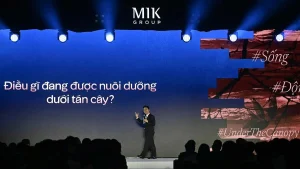 Đại diện MIK Group phát biểu trên sân khấu lễ ra mắt thương hiệu Khu đô thị Forestia ngày 10/7