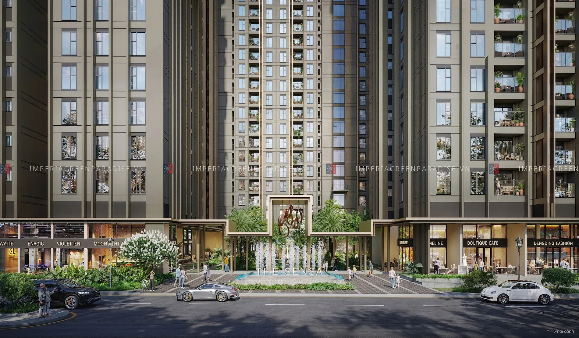 Phối cảnh khu thương mại và lối vào dự án Imperia Sensa Park của MIK Group tại TP.HCM