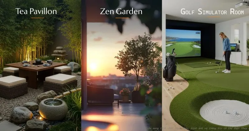 Tiện ích Tea Pavillon, Zen Garden và phòng golf simulator tại Imperia Cần Giờ